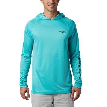 Columbia PFG Terminal Tackle Heather, Sudaderas Con Capucha Turquesa Claro Azul Marino Para Hombre |